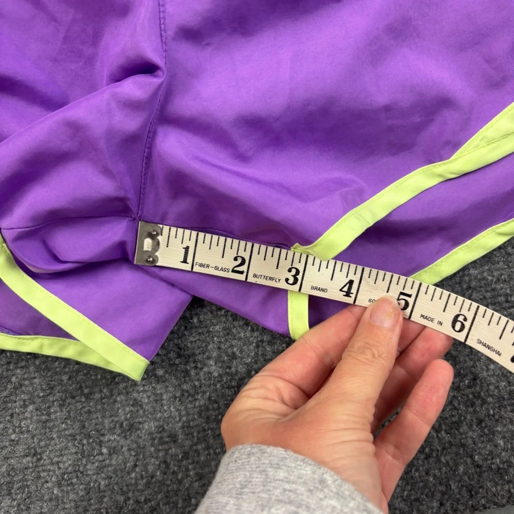 NIKE Women’s Purple/Lime Green Athletic Lined Running Shorts Dri-fit size: Large